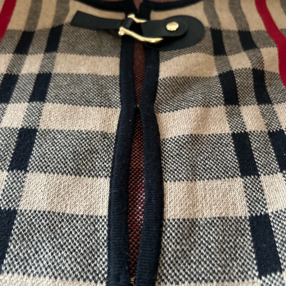 Anne Klein plaid knit sweater jacket/cape/ cardigan buckle closure - Picture 10 of 13